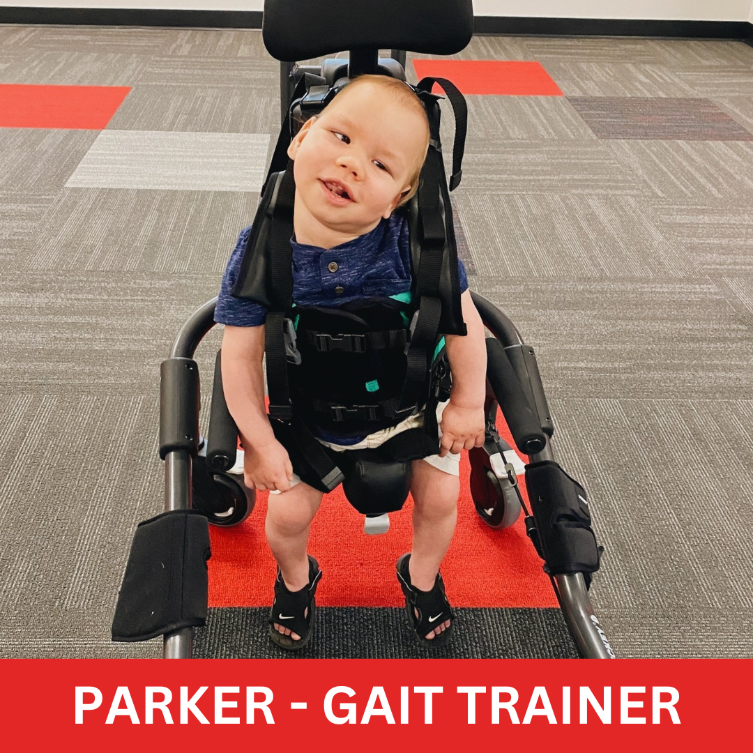 Parker in a stander mobility piece
