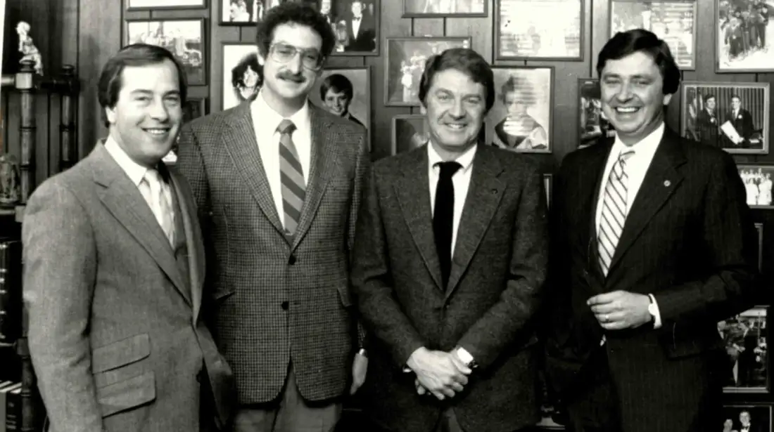 Pictured left to right: Variety Telethon founders Mike Reilly, Steve Blank, Ray Johnson, and Stanley J. Reynolds